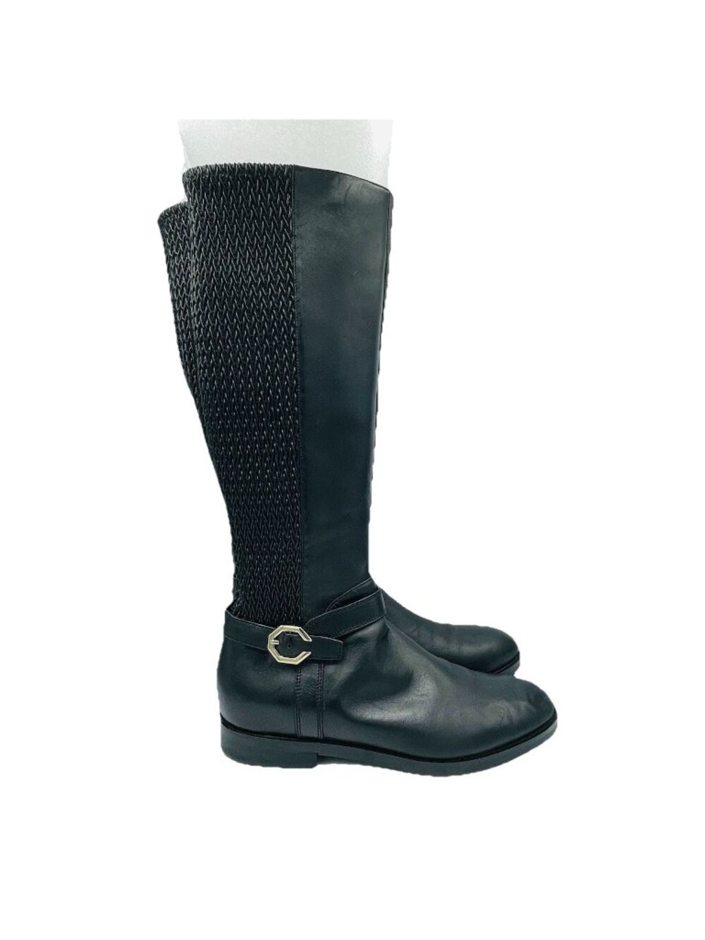 Cole Haan Shoes Womens Size 9 B Black Heeled High Tall Boots Slip On Zip Stretch